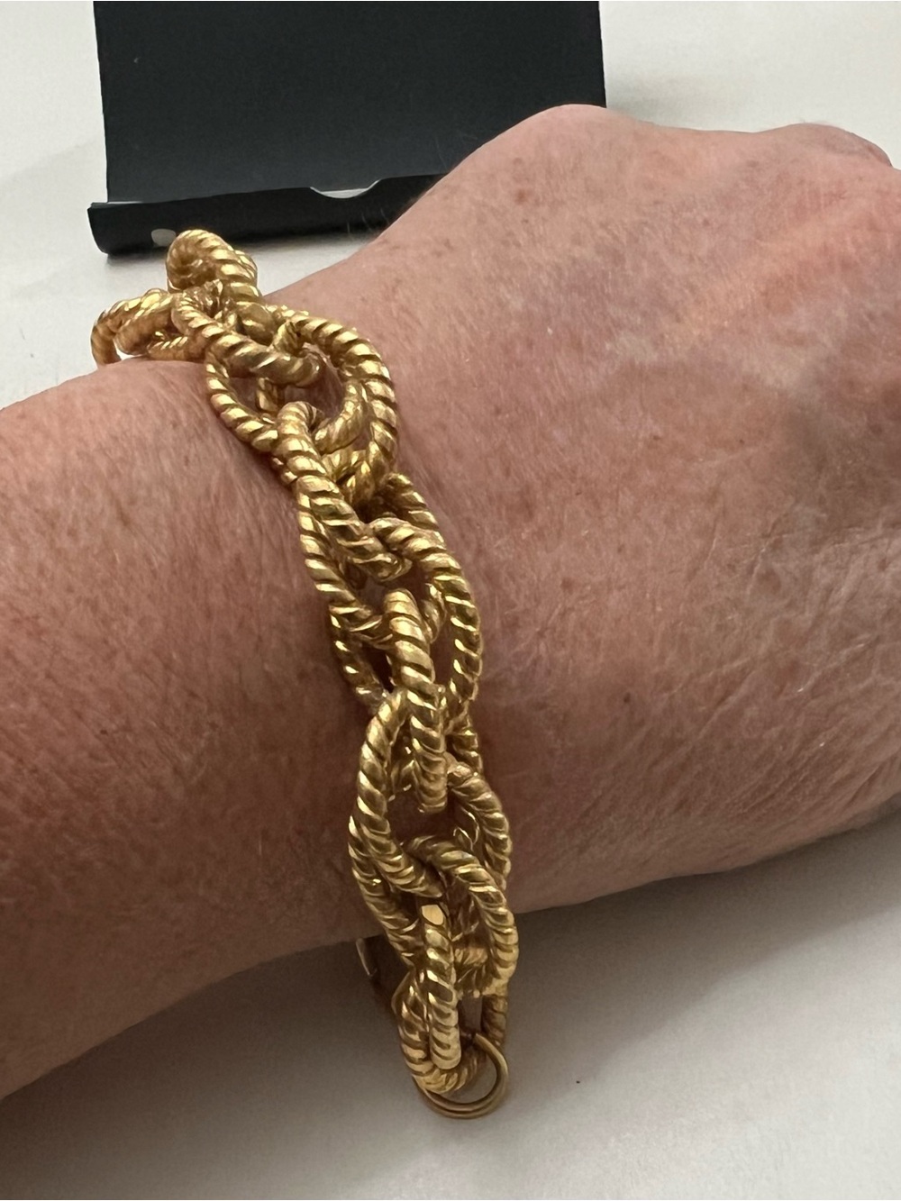 Vintage rope link chain bracelet gold tone